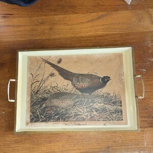 Vintage Nashco Products NY Ringed-neck Pheasants metal serving tray with…